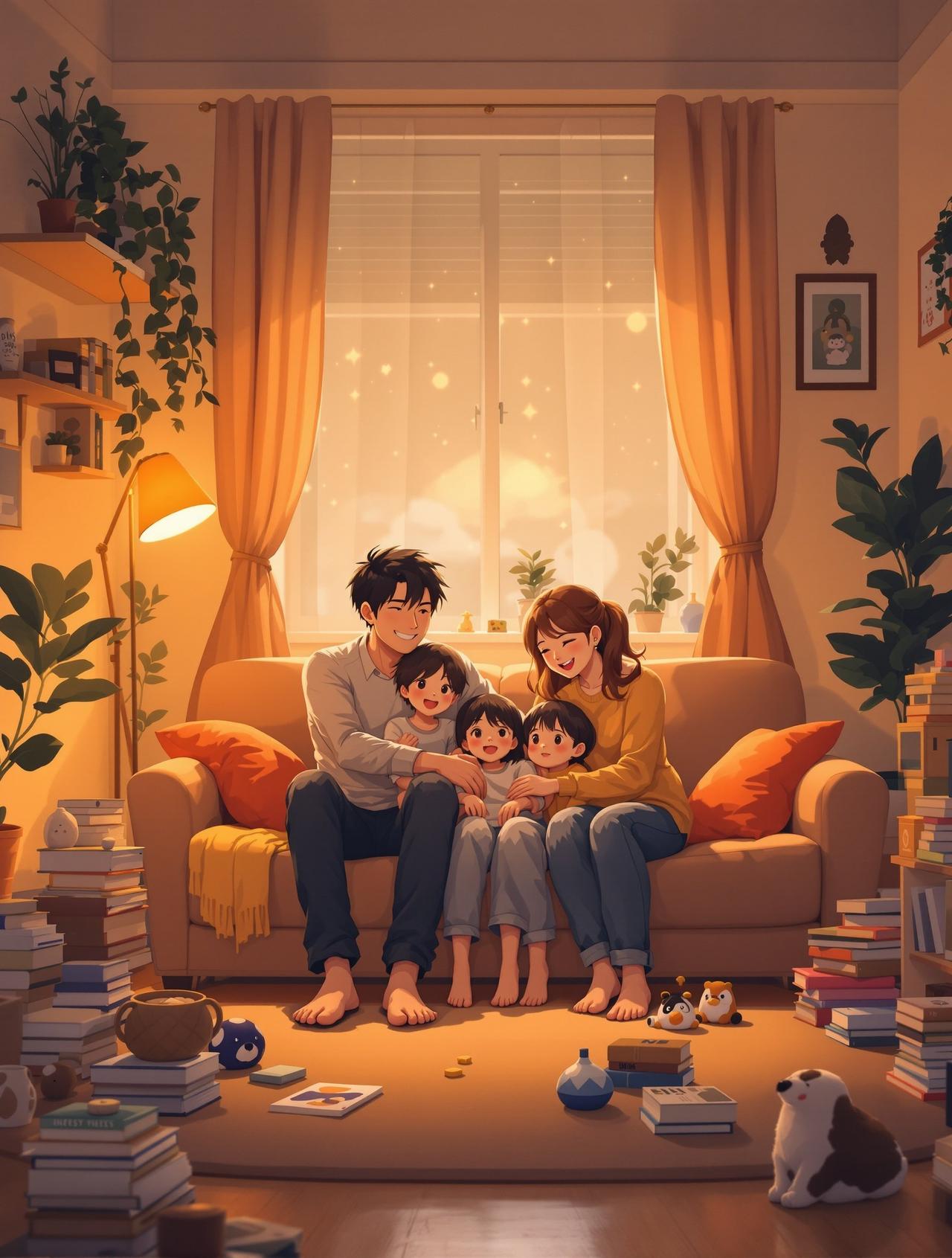 现代短剧作品 - 小小屋檐下，温情家庭题材动漫短剧